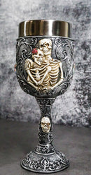 Wedding Cameo Skeletons Bridal Couple Love Never Dies Heart Crystals Wine Goblet