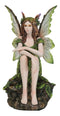 Sitting Pretty Tribal Elf Pixie Earth Fairy in Green Foliage Dress Figurine