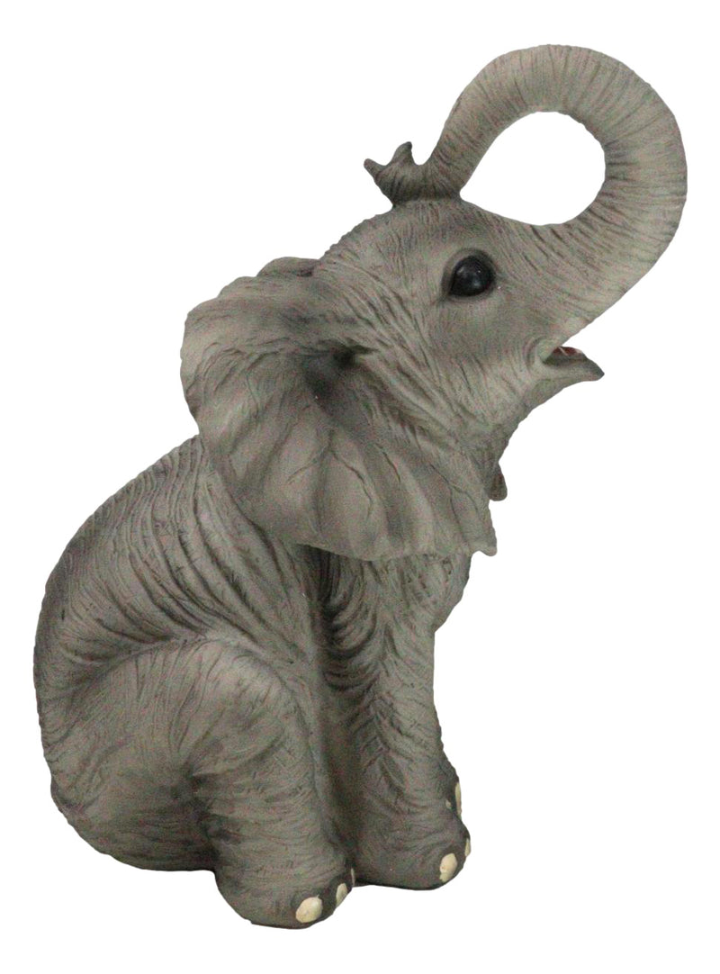 Safari Savanna Grasslands Wildlife African Bush Elephant Lifting Trunk Figurine