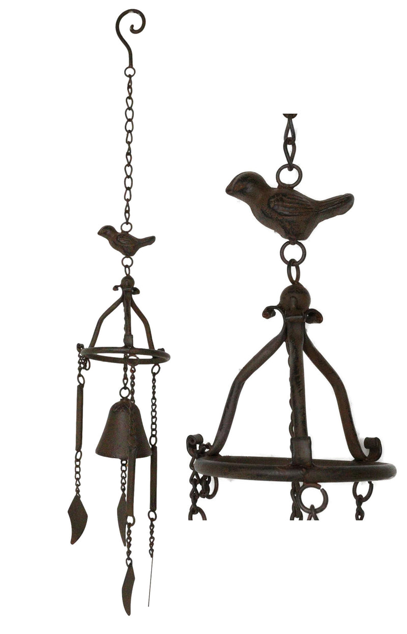 Cast Iron Rustic Country Morning Bird Relaxing Wind Chime Bell Decor Ornament