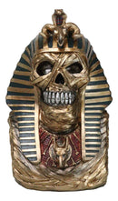 Egyptian Golden King TUT Sarcophagus Mummy Skull with Nemes Bust Figurine