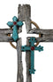 Rustic Western Faux Distressed Wood Rope Wreath Turquoise Layered Wall Cross