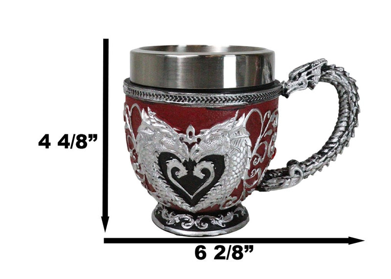 Wicca Scroll Art Dragon Blood Red Vial With Silver Heart Dragons Tea Cup Mug