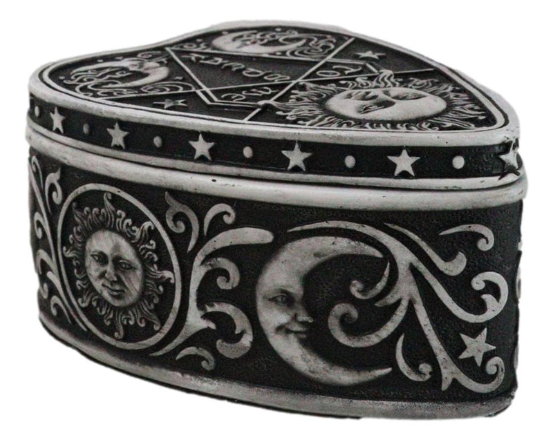 Heart Shaped Tarot Fortune Teller Wicca Divination Sun Moon Stars Trinket Box