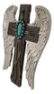 Southwest Angel Wings Braided Ropes Faux Leather Turquoise Stones Wall Cross