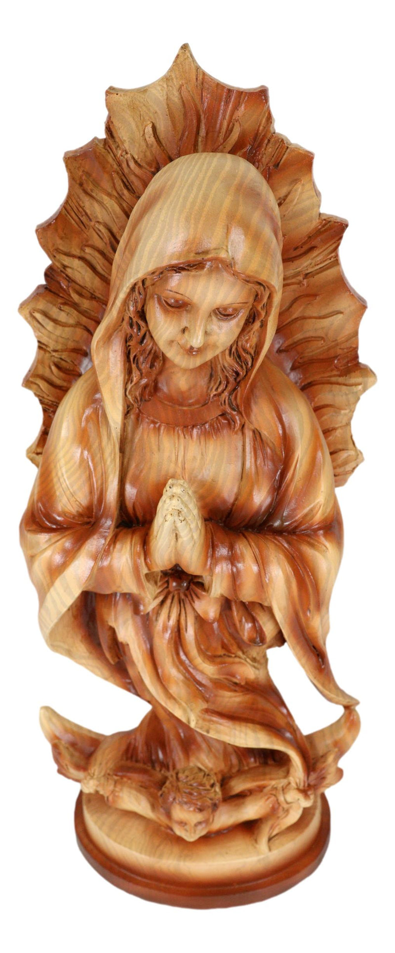 Our Lady of Guadalupe Virgin Mother Mary Catholic Decor Faux Wood Resin Figurine