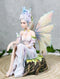 Sitting Elf Pixie Air Wind Elemental Fairy in Ethereal Rainbow Dress Figurine