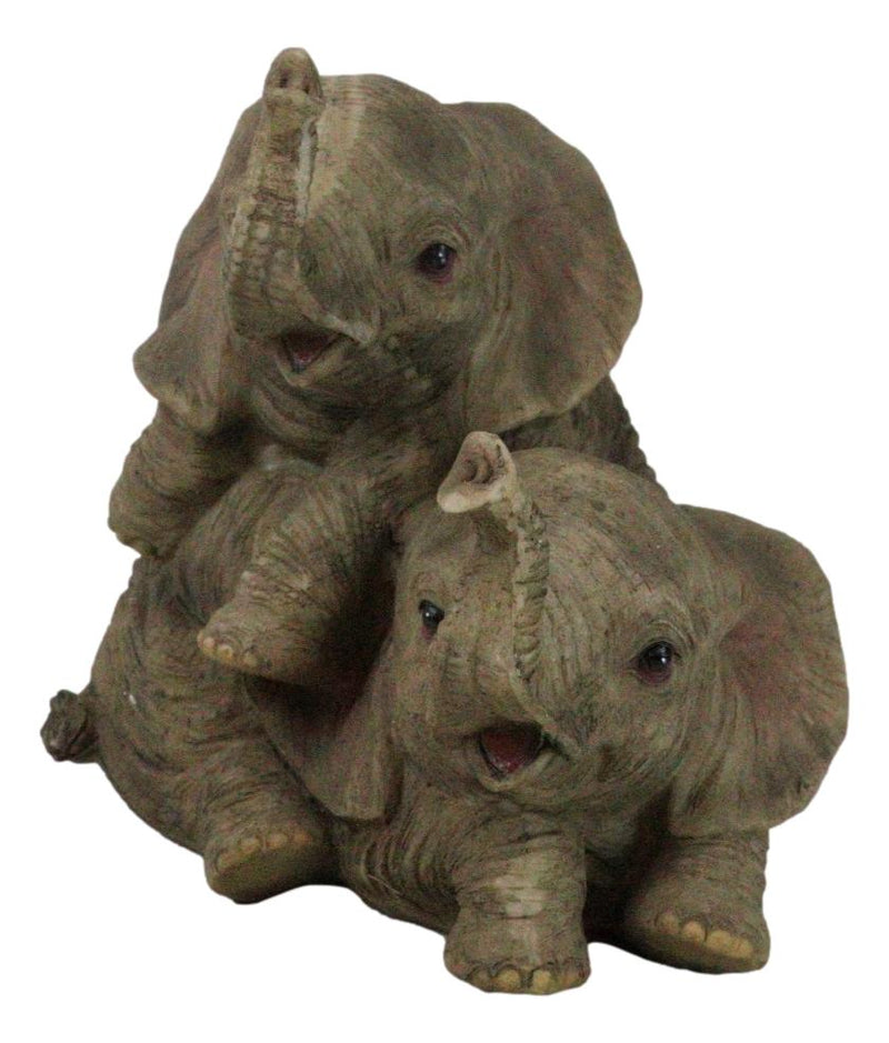 Jungle Frolic Safari Savanna Elephant Baby Calves Playing Together Figurine