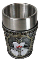 Pack of 4 White Cloak Medieval Templar Crusader Knight Shot Glasses Set of 4