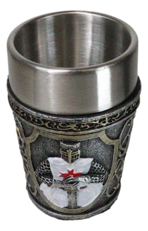 Pack of 4 White Cloak Medieval Templar Crusader Knight Shot Glasses Set of 4