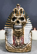 Egyptian Golden King TUT Sarcophagus Mummy Skull with Nemes Bust Figurine