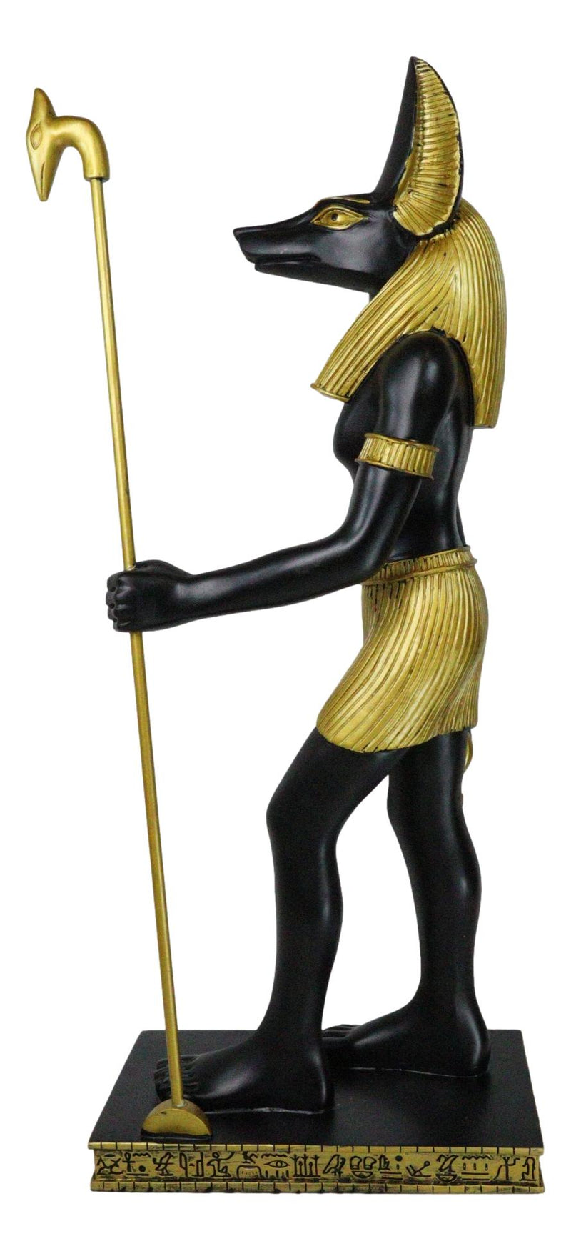 Large Egyptian God Of The Dead Mummification Anubis With Was Staff Statue 21.5"H