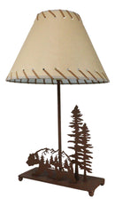 Western Wild Country Nature Black Bear In Pine Forest Meadow Metal Table Lamp