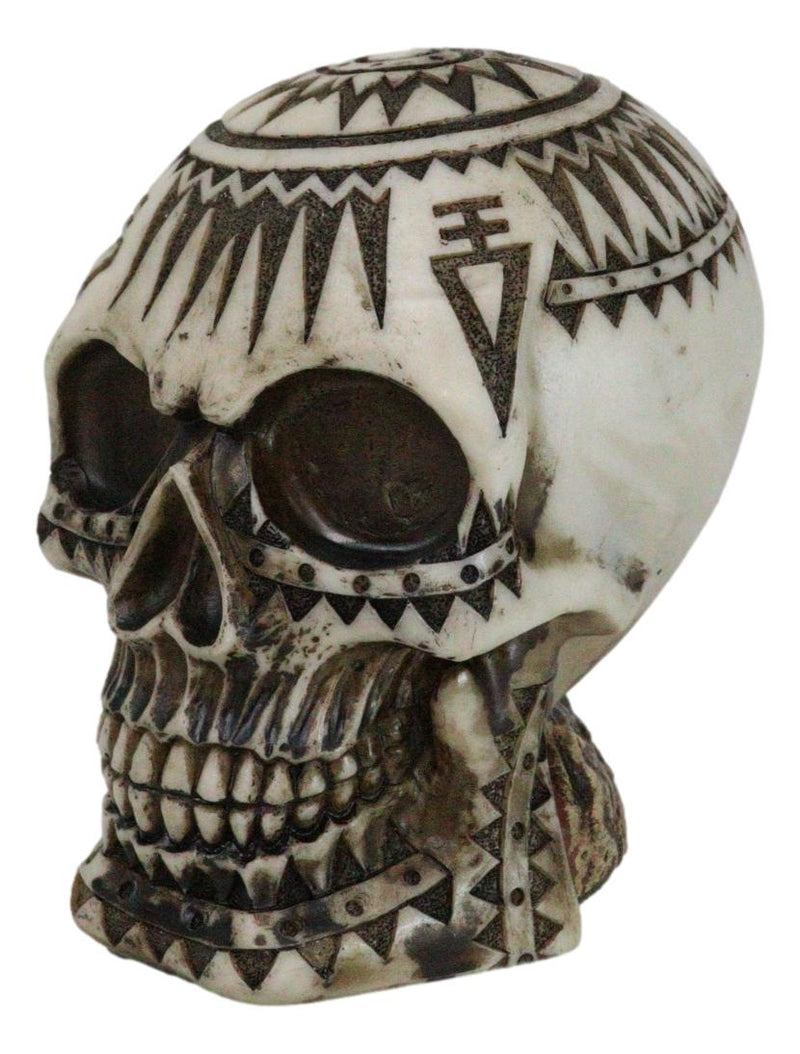 Southwestern Exotic Tribal Maori Tattoo Skull Money Coin Piggy Bank Figurine