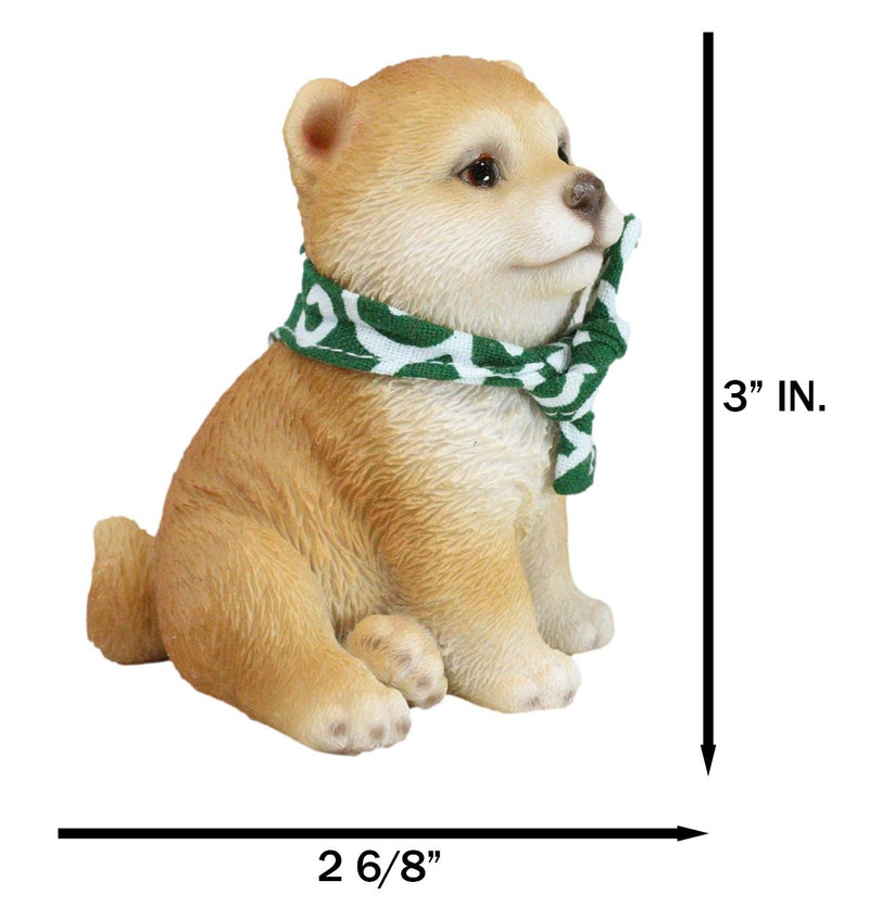 Lifelike Adorable Sitting Japanese Shiba Inu Puppy Dog with Scarf Mini Figurine