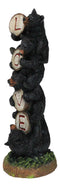 Rustic Forest Stacked Black Bear Cubs Holding Love Wood Slices Sign Figurine