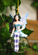 Aquamarine Flora Bubble Rider Fairy Ornament Amy Brown Holiday Collection Accent