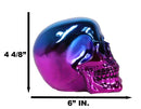 Day of The Dead Metallic Blue and Pink Plated Gothic Skull Figurine Skeleton