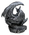 Gothic Dragon Guarding Crescent Moon with Faux Geode LED Crystals Figurine