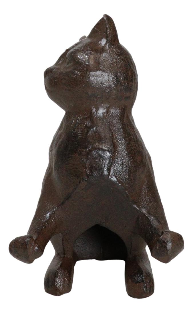 Cast Iron Feline Kitten Cat Business Card Holder Desktop Organizer Figurine