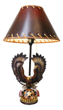 Western Bald Eagle Perching On Crossed Pistols Lone Star Bullets Table Lamp