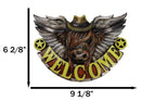 Rustic Western Angel Winged Cowboy Hat Cow Country Welcome Sign Wall Decor