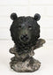 Western Rustic Wildlife Forest Black Bear Bust Figurine with Rocky Steppes Stand