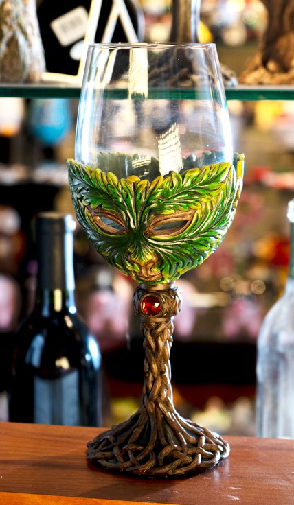 Large Mysterious Forest Tree Spirit Greenman Deity Wine Glass Goblet Chalice Cup