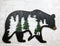 Rustic Black Bear With Pine Trees Forest Silhouette Cutout Wooden Wall Decor