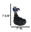 Purple Blue Dragon Perching On Stonewall Castle Ashtray Jewelry Dish Figurine