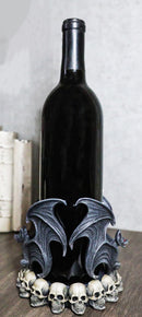 Gothic Cathedric Twin Bats On Graveyard of Skulls Candle Or Wine Bottle Holder