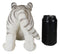 Realistic White Alaskan Siberian Tiger Cub Crouching Decorative Statue 12"L