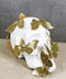 Boudoir Style French Papillon Gold Patina Butterflies On White Skull Figurine