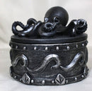 Faux Pewter Nautical Marine Octopus Keeper Of The Seas Decorative Box Figurine