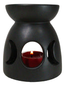 Black Wicca Triple Goddess Moons Ceramic Votive Candle Essential Oil Warmer