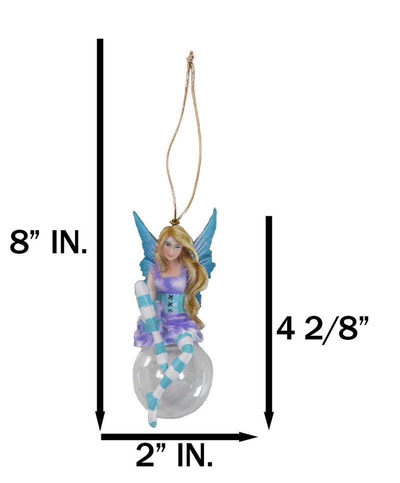 Blue Hyacinth Bubble Rider Fairy Hanging Ornament Amy Brown Holiday Collection