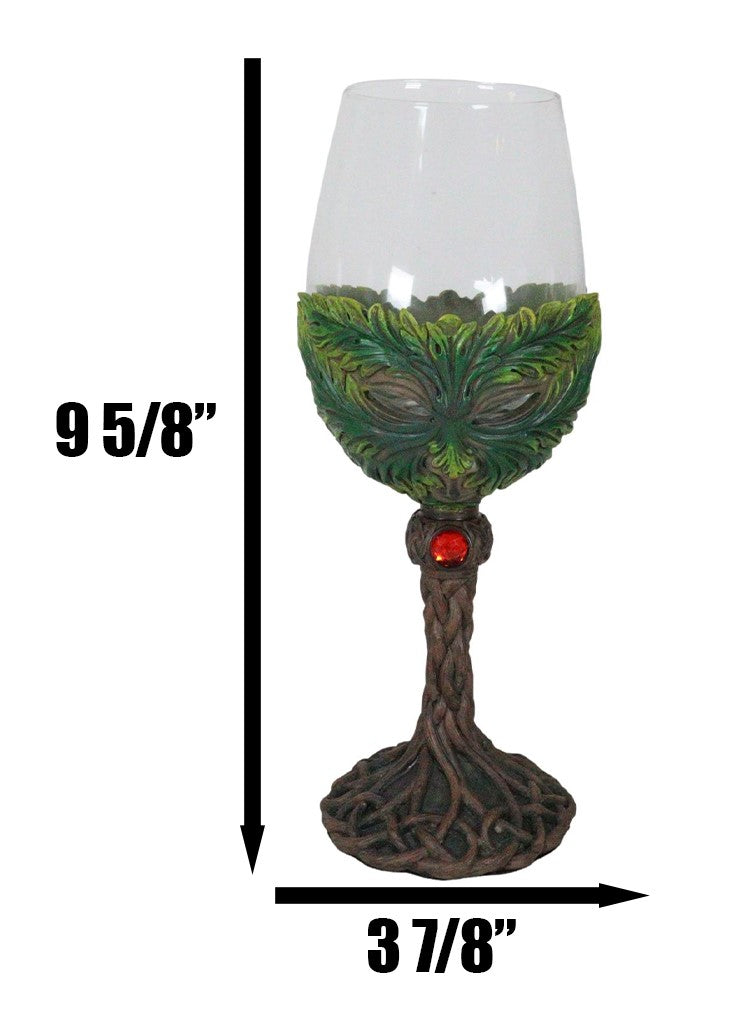 Large Mysterious Forest Tree Spirit Greenman Deity Wine Glass Goblet Chalice Cup