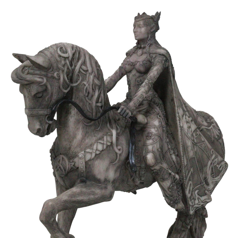 Celtic Moon Goddess Rhiannon Riding Horse in Arberth Clay Finish Figurine