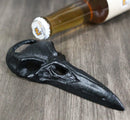 Cast Iron Black Harbinger Of Doom Raven Crow Skull Hand Bottle Cap Opener