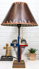 Country Western Texas Lone Star State Flag With Silver Angel Wings Table Lamp