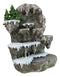 Snow Capped Wolf Den Rocky Cave Lair With Pine Trees LED Display Stand Sculpture