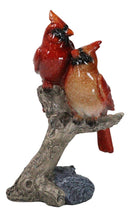 Northern Male and Female Red Cardinal Birds Perching On Tree Branch Figurine