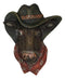 Set of 2 Western Cowboy Bulldog Dog and Bull Cow Hats and Scarves Wall Plaques