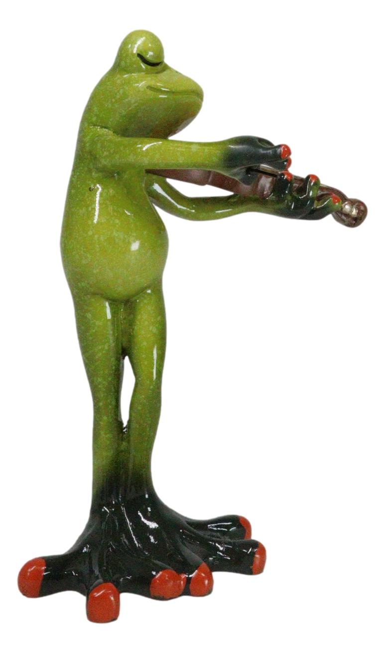 Classical Strings Symphony Green Toad Frog Playing The Violin Figurine