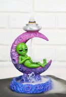 UFO Green Roswell Alien Sleeping On Crescent Crater Moon Backflow Incense Burner