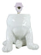 Whimsical Cute White Hiding Dog Desktop Bedside Table Lamp With Fabric Shade 17"