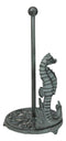 Cast Iron Marine Seahorse With Scroll Pattern Base Kitchen Paper Towel Holder