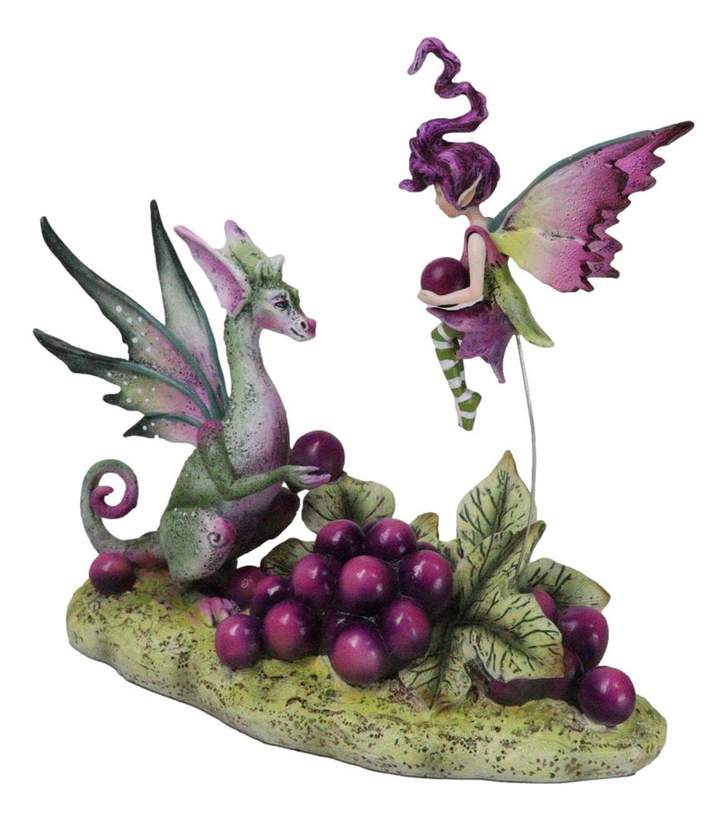 Whimsical Amy Brown Always Share Your Grapes Dragon Fairy with Pixie Figurine