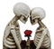 Love Never Dies Skeleton Couple Holding A Stalk of Rose Figurine Cake Topper