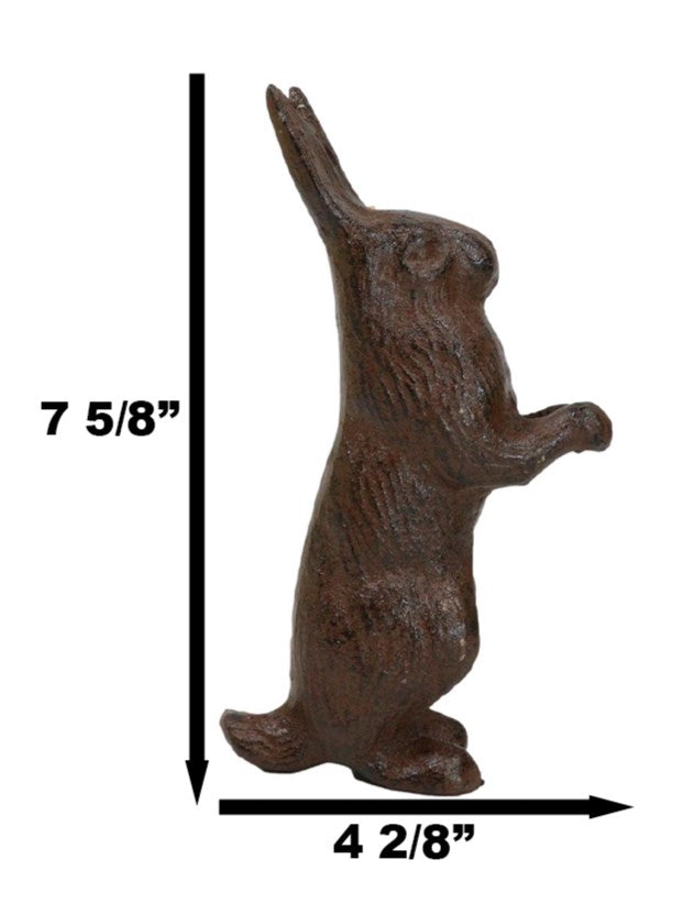 Rustic Cast Iron Cottage Standing Bunny Brer Rabbit Hare Metal Figurine 7.5" H